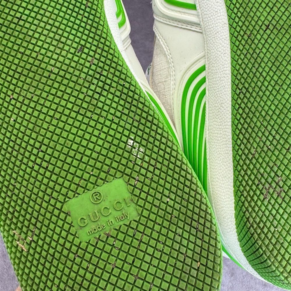 Gucci Basket Low 'White Demetra Green' Trainers 698785 Size 9 - Picture 12 of 16